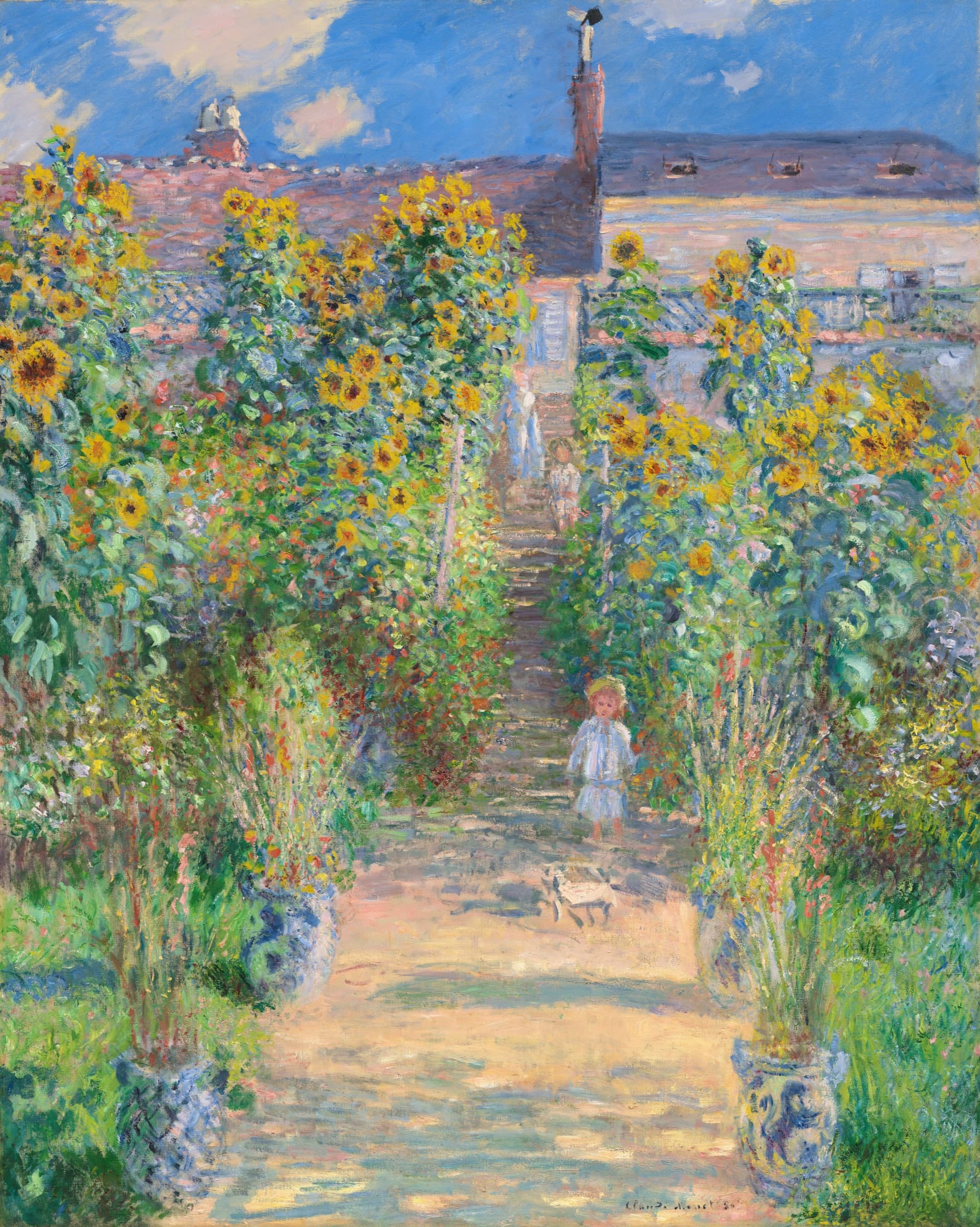 Claude Monet painting of a flower garden at Vetheuil